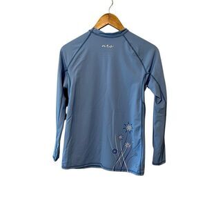 NRS Women's Long-Sleeve Sun Shirt / Rashguard - Sky Blue Floral Print Surf shirt